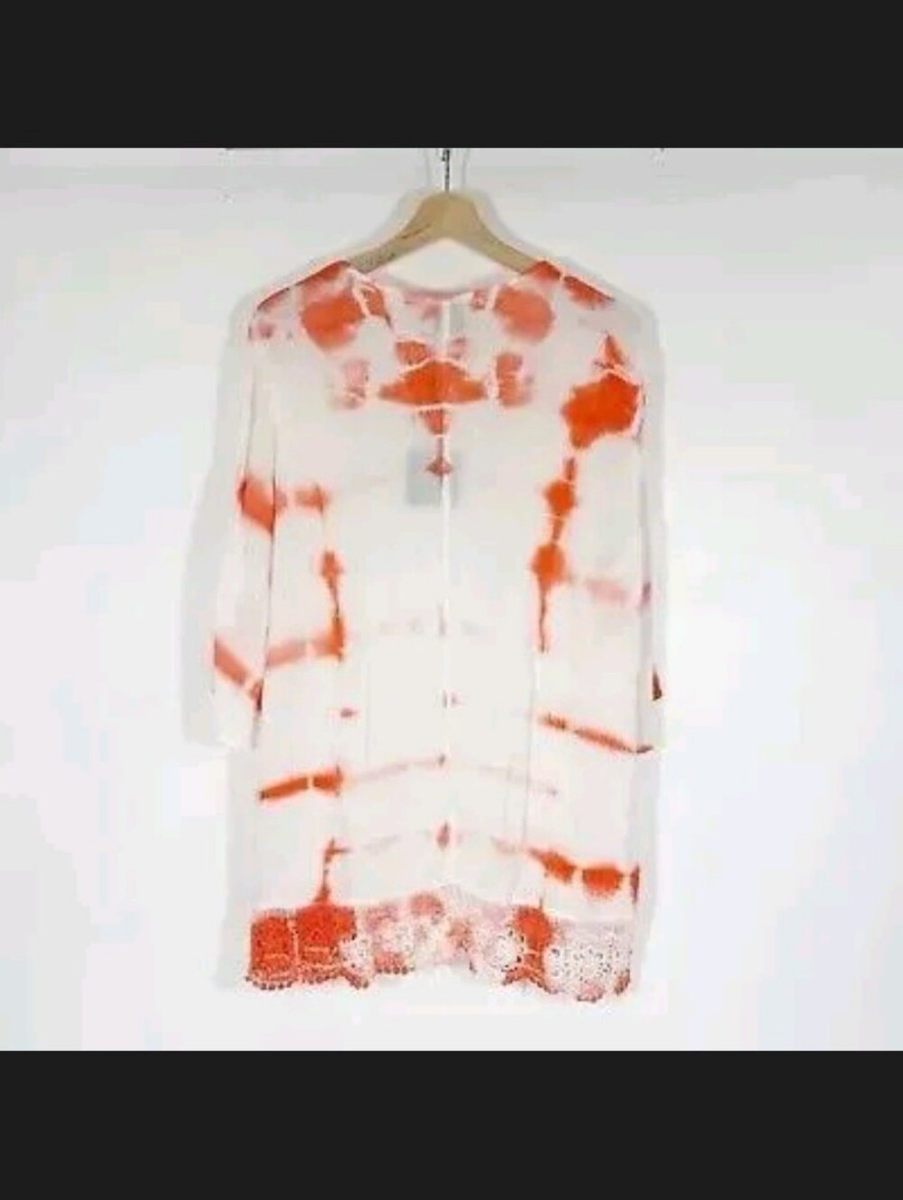 Bobeau Tie Dye Crochet Hem Kimono - Picture 2 of 2